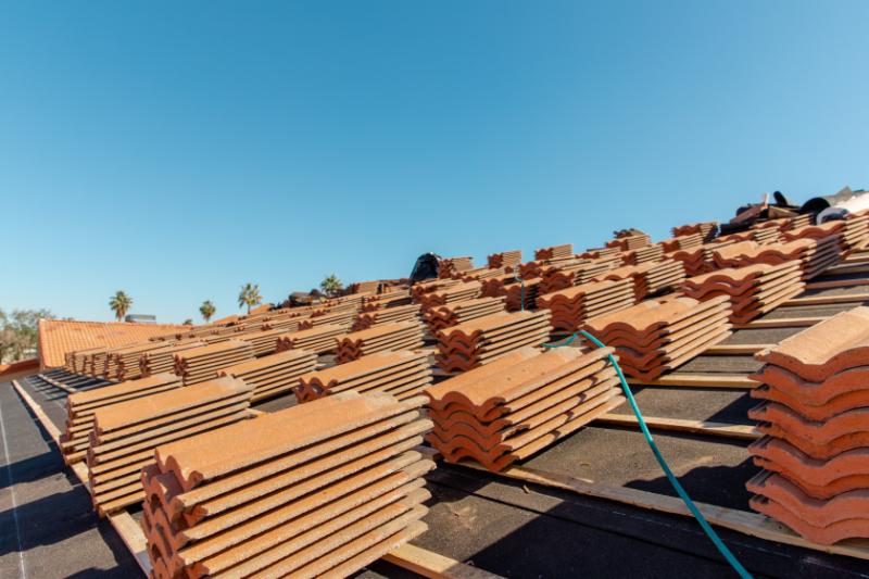 Roof Tiles Stacked for Installation