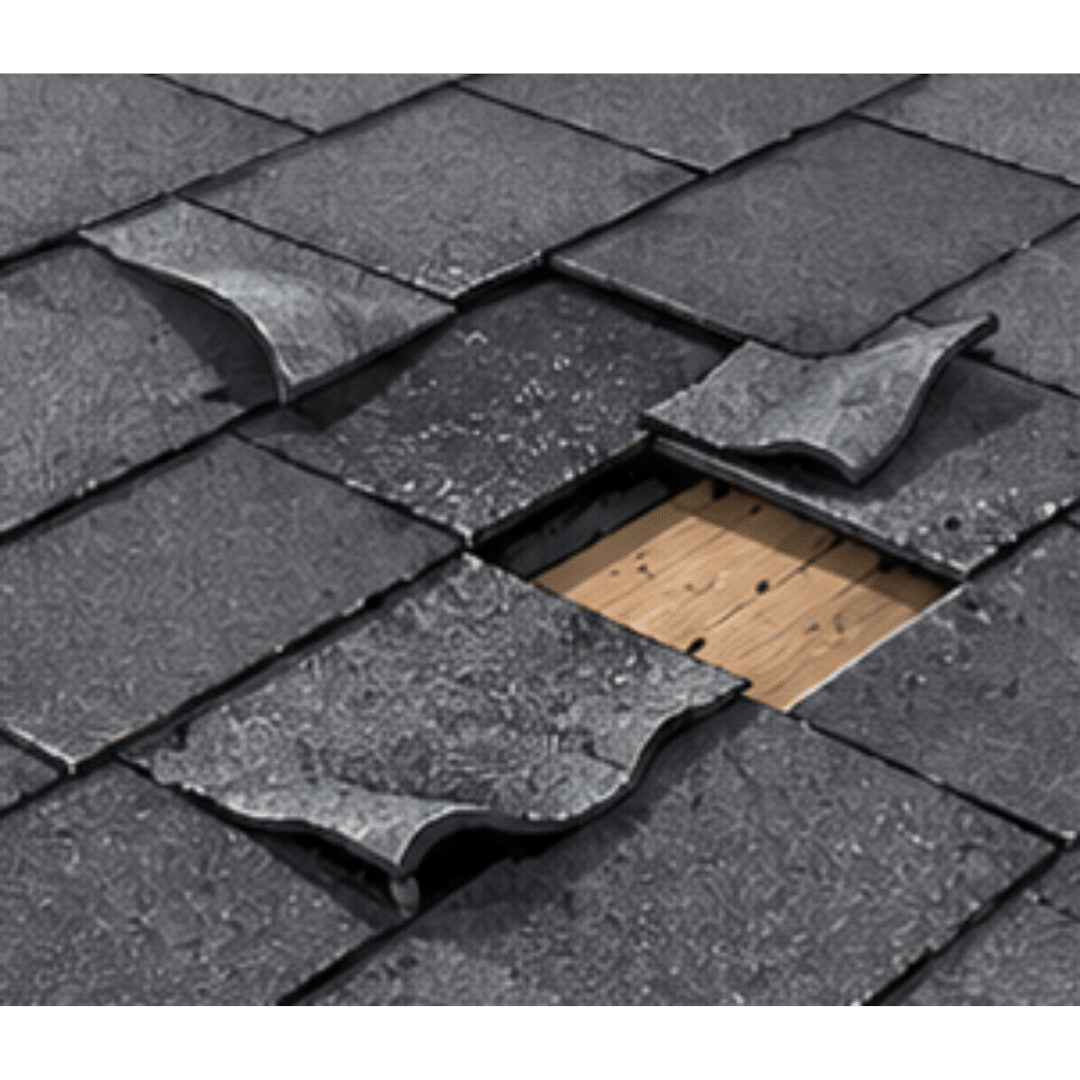 Curling, cracking, or missing shingles