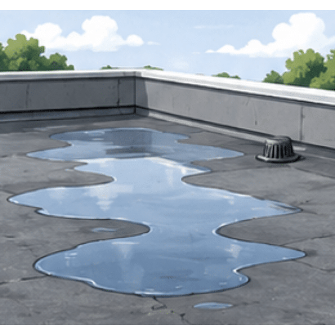 Ponding water on a flat roof