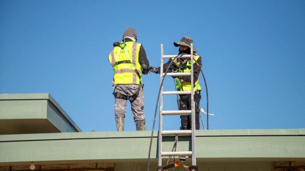 Foam Roof Ladder Workers