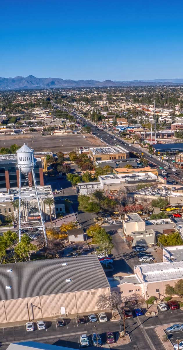 Photo of water tower in downtown Gilbert